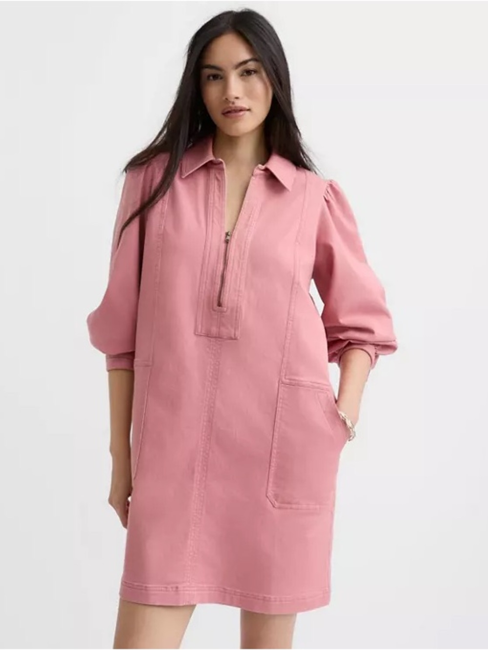 LOFT Pink Half-Zip Trench-Style Jacket
